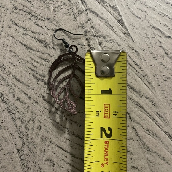 Faux Leather Leaf Earrings - Picture 4 of 6